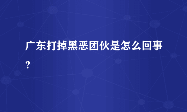 广东打掉黑恶团伙是怎么回事？