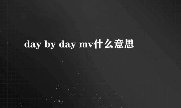 day by day mv什么意思