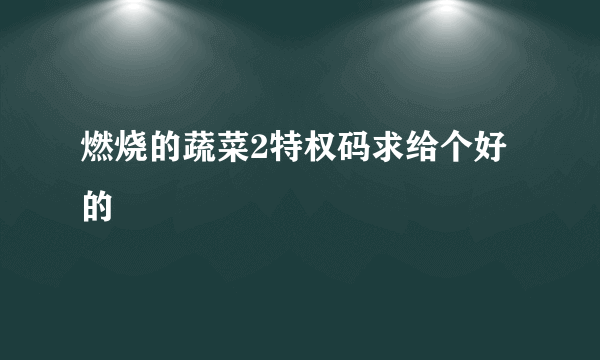 燃烧的蔬菜2特权码求给个好的