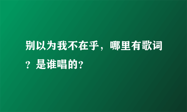 别以为我不在乎，哪里有歌词？是谁唱的？