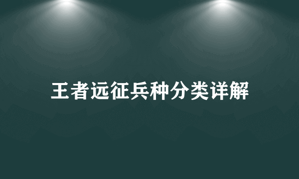 王者远征兵种分类详解