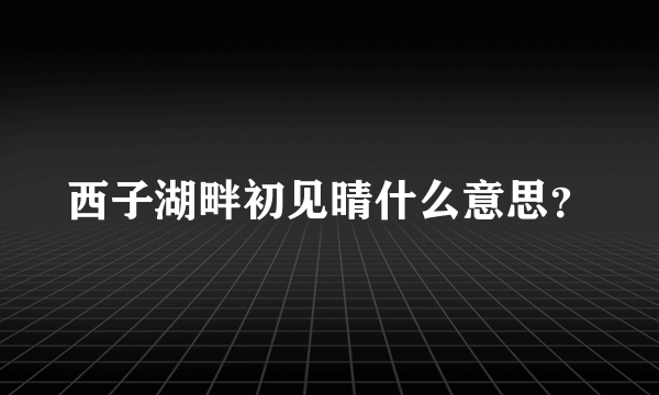 西子湖畔初见晴什么意思？