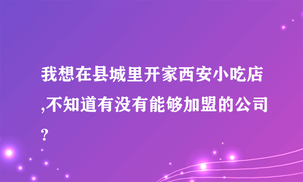 我想在县城里开家西安小吃店,不知道有没有能够加盟的公司?