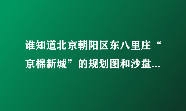 谁知道北京朝阳区东八里庄“京棉新城”的规划图和沙盘现在在什么位置放着？