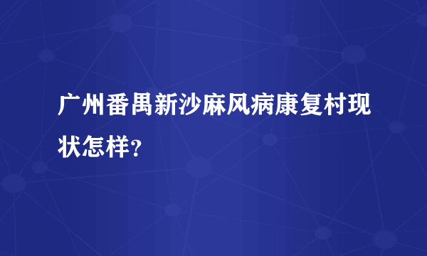 广州番禺新沙麻风病康复村现状怎样？