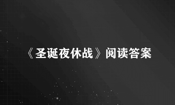 《圣诞夜休战》阅读答案