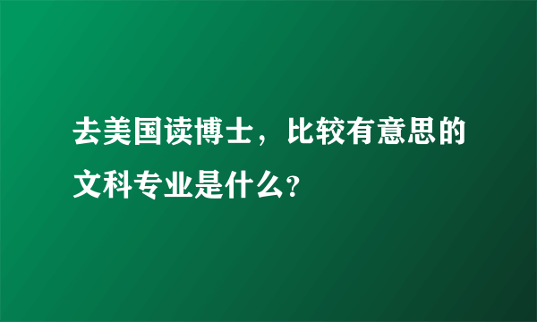 去美国读博士，比较有意思的文科专业是什么？