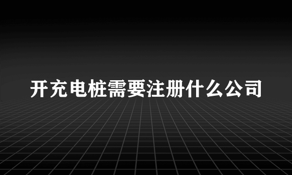 开充电桩需要注册什么公司