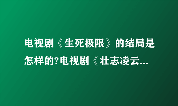 电视剧《生死极限》的结局是怎样的?电视剧《壮志凌云包青天》的结局是怎样的？