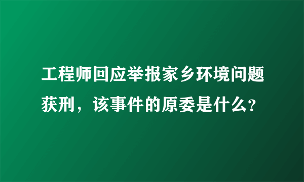 工程师回应举报家乡环境问题获刑，该事件的原委是什么？