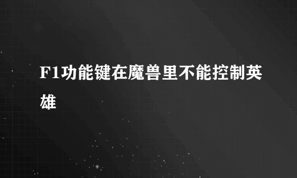 F1功能键在魔兽里不能控制英雄