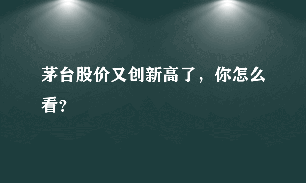 茅台股价又创新高了，你怎么看？