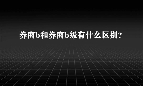 券商b和券商b级有什么区别？