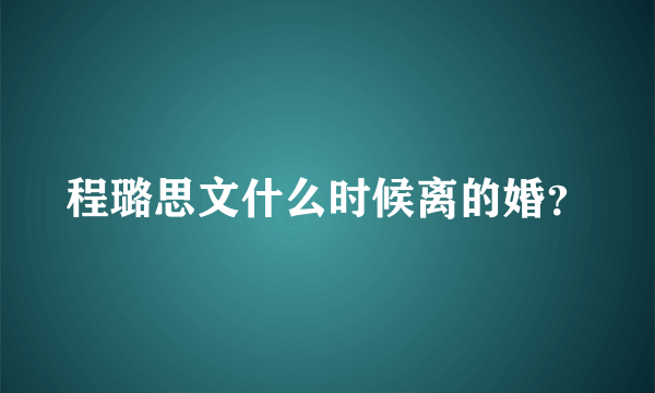 程璐思文什么时候离的婚？