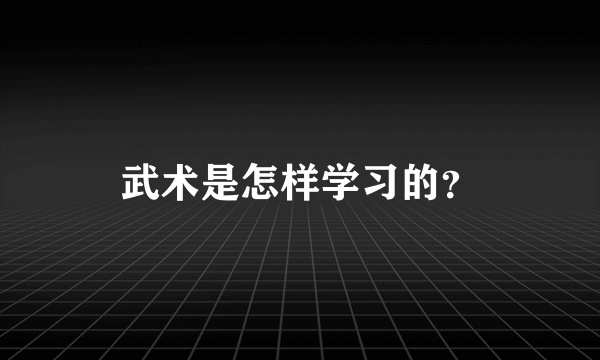 武术是怎样学习的？