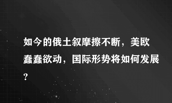 如今的俄土叙摩擦不断，美欧蠢蠢欲动，国际形势将如何发展？