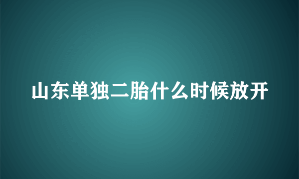 山东单独二胎什么时候放开