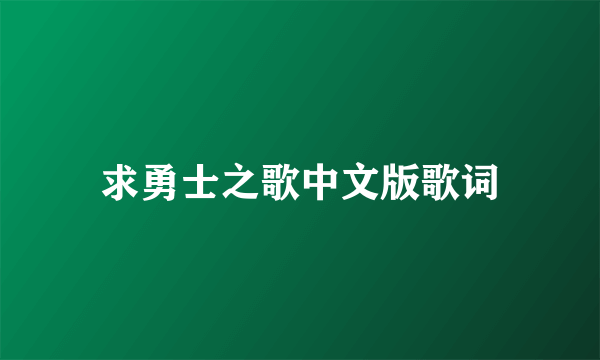 求勇士之歌中文版歌词