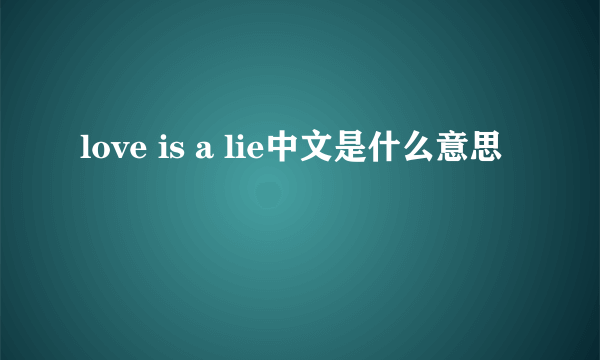 love is a lie中文是什么意思