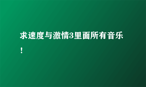 求速度与激情3里面所有音乐！