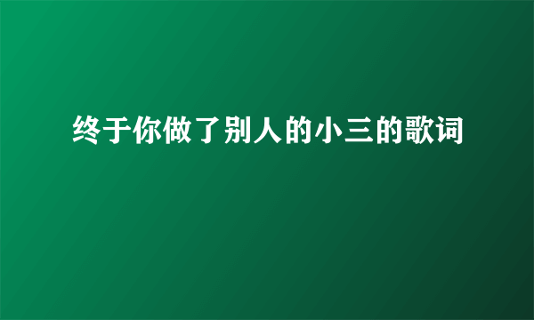 终于你做了别人的小三的歌词