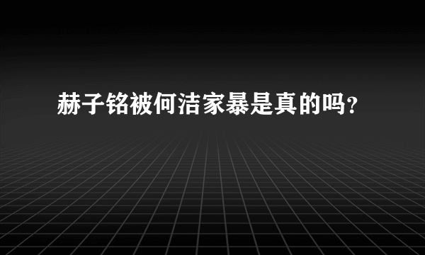 赫子铭被何洁家暴是真的吗？