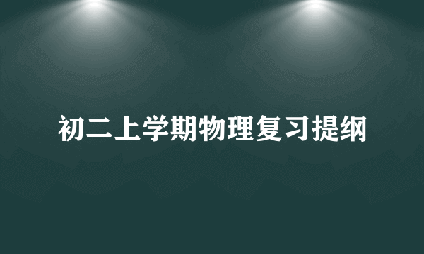 初二上学期物理复习提纲