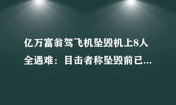 亿万富翁驾飞机坠毁机上8人全遇难：目击者称坠毁前已着火飞机引擎关闭-飞外