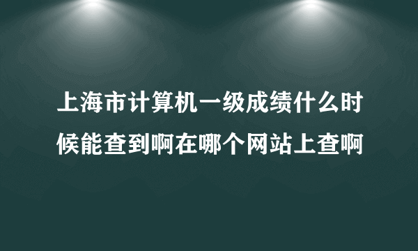 上海市计算机一级成绩什么时候能查到啊在哪个网站上查啊