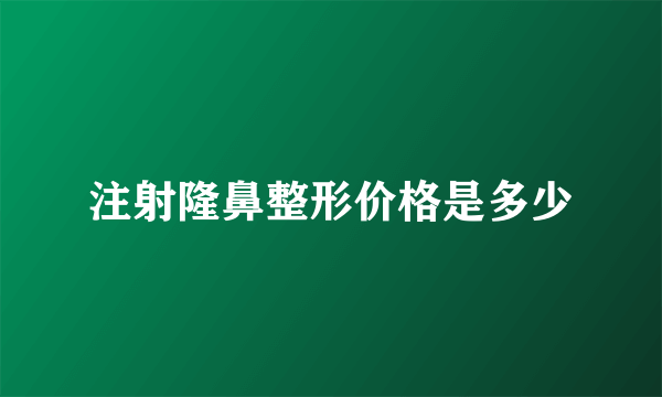 注射隆鼻整形价格是多少