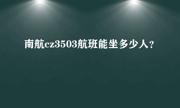 南航cz3503航班能坐多少人？