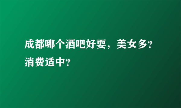 成都哪个酒吧好耍，美女多？消费适中？