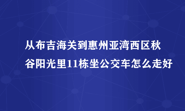 从布吉海关到惠州亚湾西区秋谷阳光里11栋坐公交车怎么走好