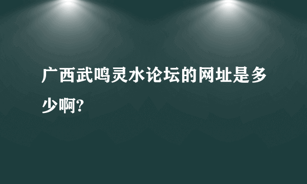 广西武鸣灵水论坛的网址是多少啊?