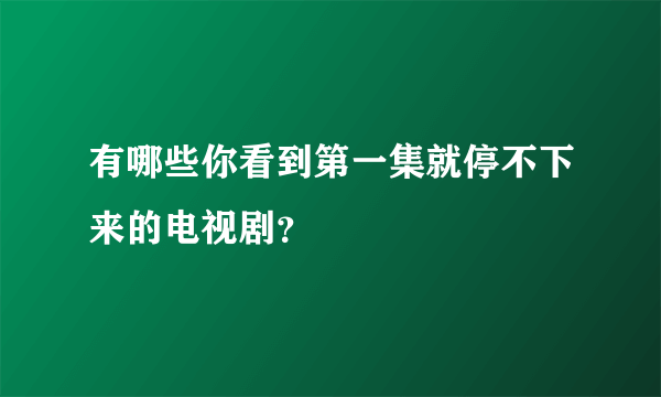 有哪些你看到第一集就停不下来的电视剧？