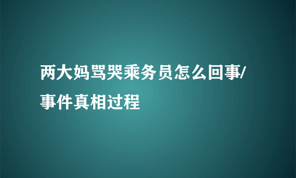 两大妈骂哭乘务员怎么回事/事件真相过程