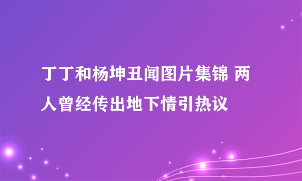 丁丁和杨坤丑闻图片集锦 两人曾经传出地下情引热议