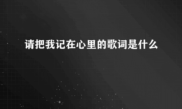 请把我记在心里的歌词是什么