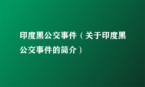 印度黑公交事件（关于印度黑公交事件的简介）