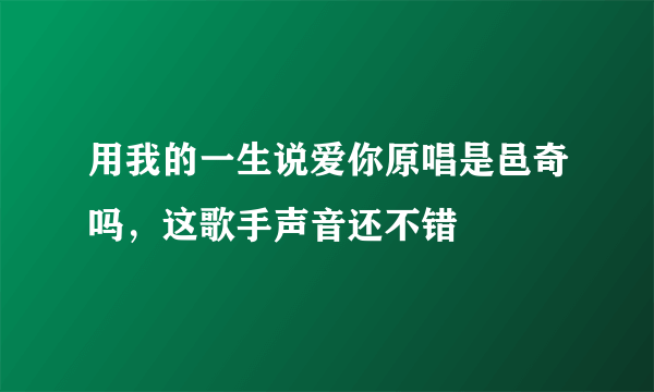 用我的一生说爱你原唱是邑奇吗，这歌手声音还不错