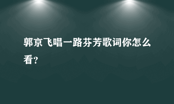 郭京飞唱一路芬芳歌词你怎么看？