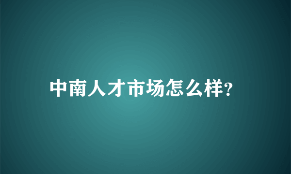 中南人才市场怎么样？