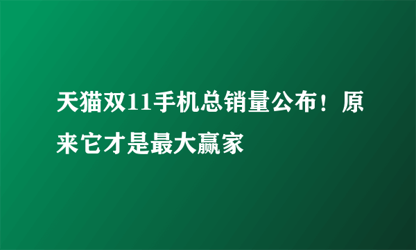 天猫双11手机总销量公布！原来它才是最大赢家