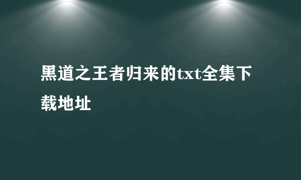 黑道之王者归来的txt全集下载地址