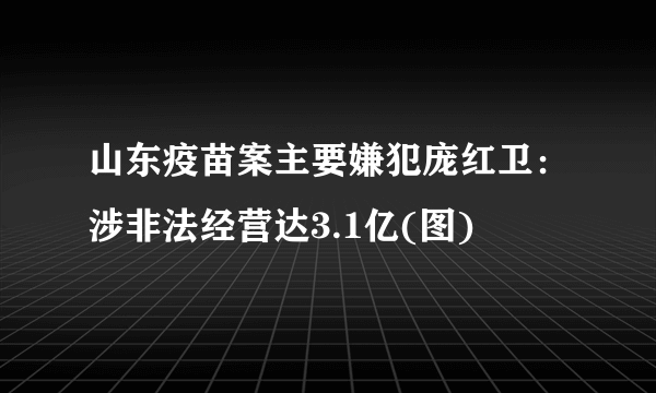 山东疫苗案主要嫌犯庞红卫：涉非法经营达3.1亿(图)