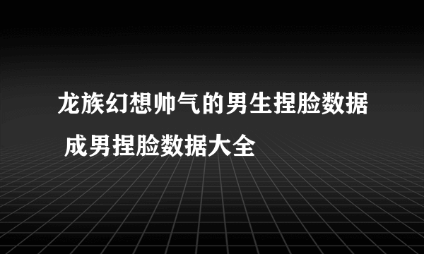 龙族幻想帅气的男生捏脸数据 成男捏脸数据大全