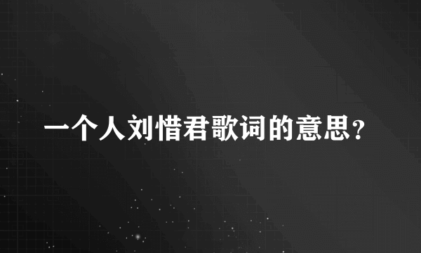 一个人刘惜君歌词的意思？