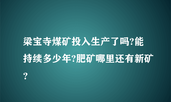 梁宝寺煤矿投入生产了吗?能持续多少年?肥矿哪里还有新矿？