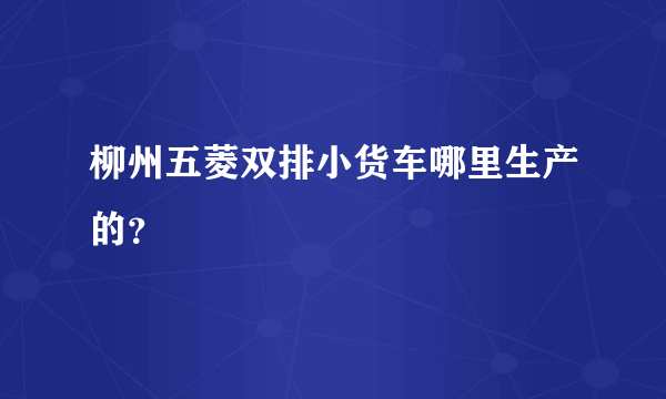 柳州五菱双排小货车哪里生产的？