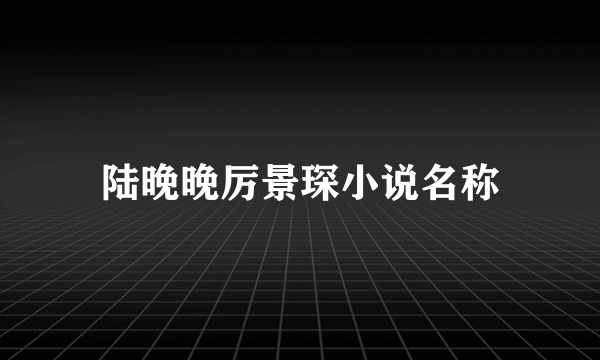 陆晚晚厉景琛小说名称